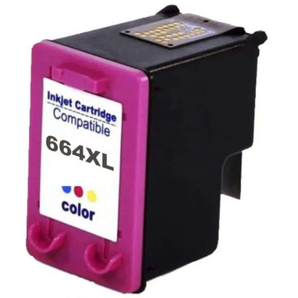 CARTUCHO DE TINTA COMPATÍVEL HP 664XL COLORIDO-ALTO RENDIMENTO E IMPRESSÃO DE QUALIDADE