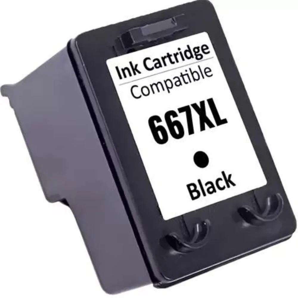 CARTUCHO DE TINTA COMPATÍVEL HP 667XL PRETO-ALTO RENDIMENTO E IMPRESSÃO DE QUALIDADE