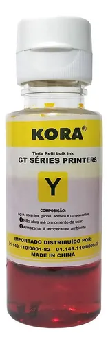 TINTA REFIL BULK INK KORA – HP GT SERIE AMARELO – 70ML