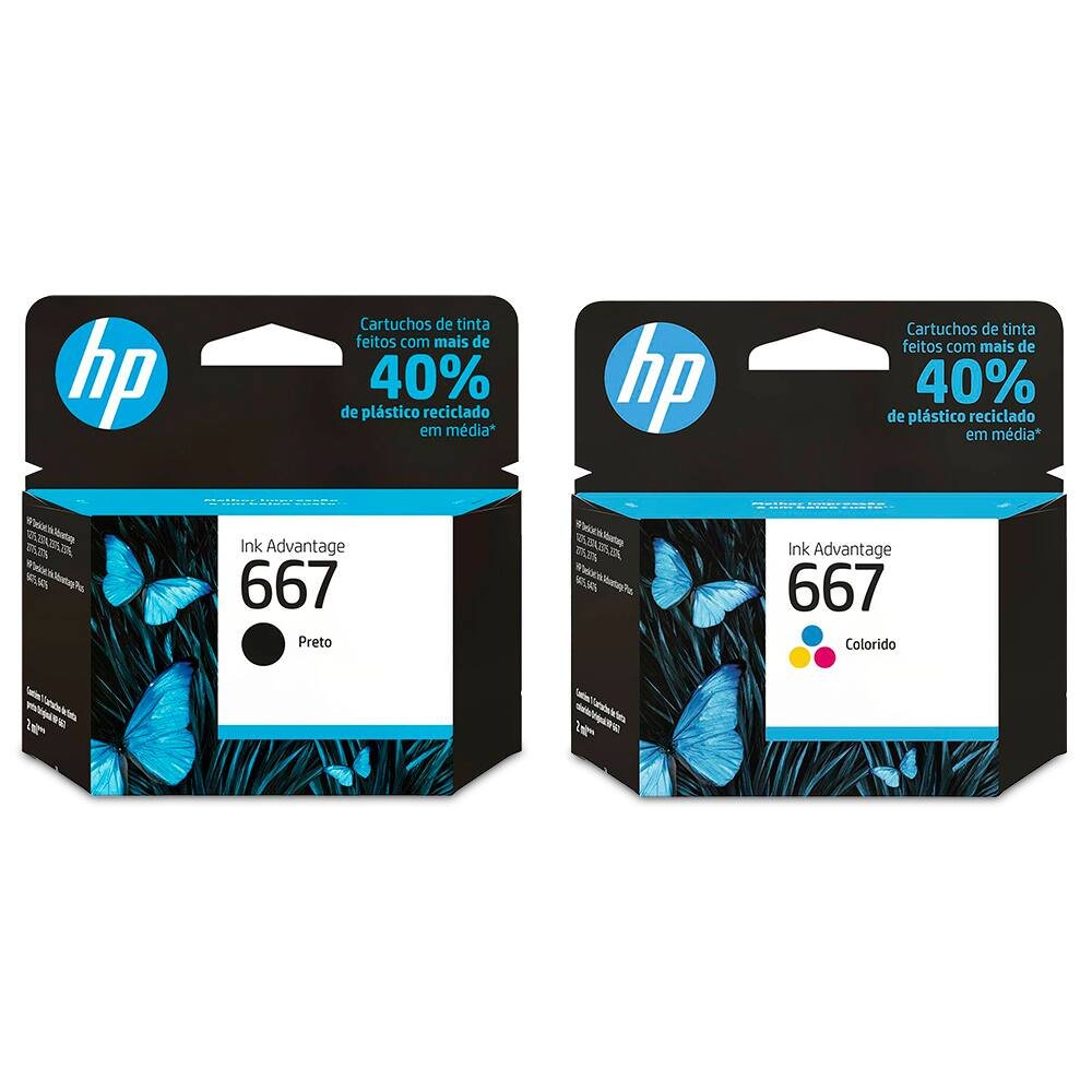 Cartucho HP 667 Preto e Colorido 2ml  (Combo)